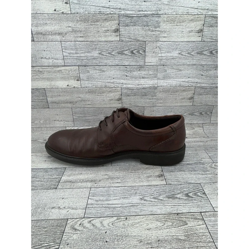 ECCO Men Brown Leather Derby Oxford Shoes Shock Point Comfort Size 45 US 11-11.5